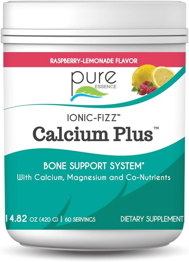 Ionic Fizz Calcium Plus by Pure Essence - Perfetto Calcio/Magnesium Ratio con Vitamina A, B, C, D e Potassium Strong Bones - Raspberry Lemonade - 14.82 oz