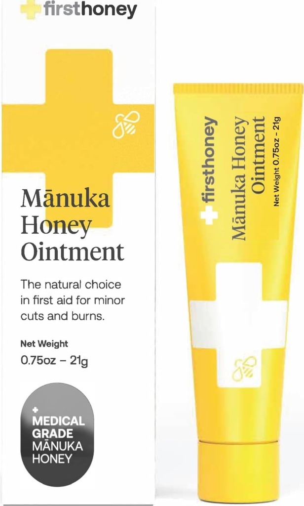 FIRST HONEY Manuka Wound Ointment [.75oz - 21g] | Rapid Wound Repair Gel | Fast Relief for Skin & Burns | Manuka Honey from New Zealand | Antibiotic Free Burn Care, Scar Gel, Dressing Aid