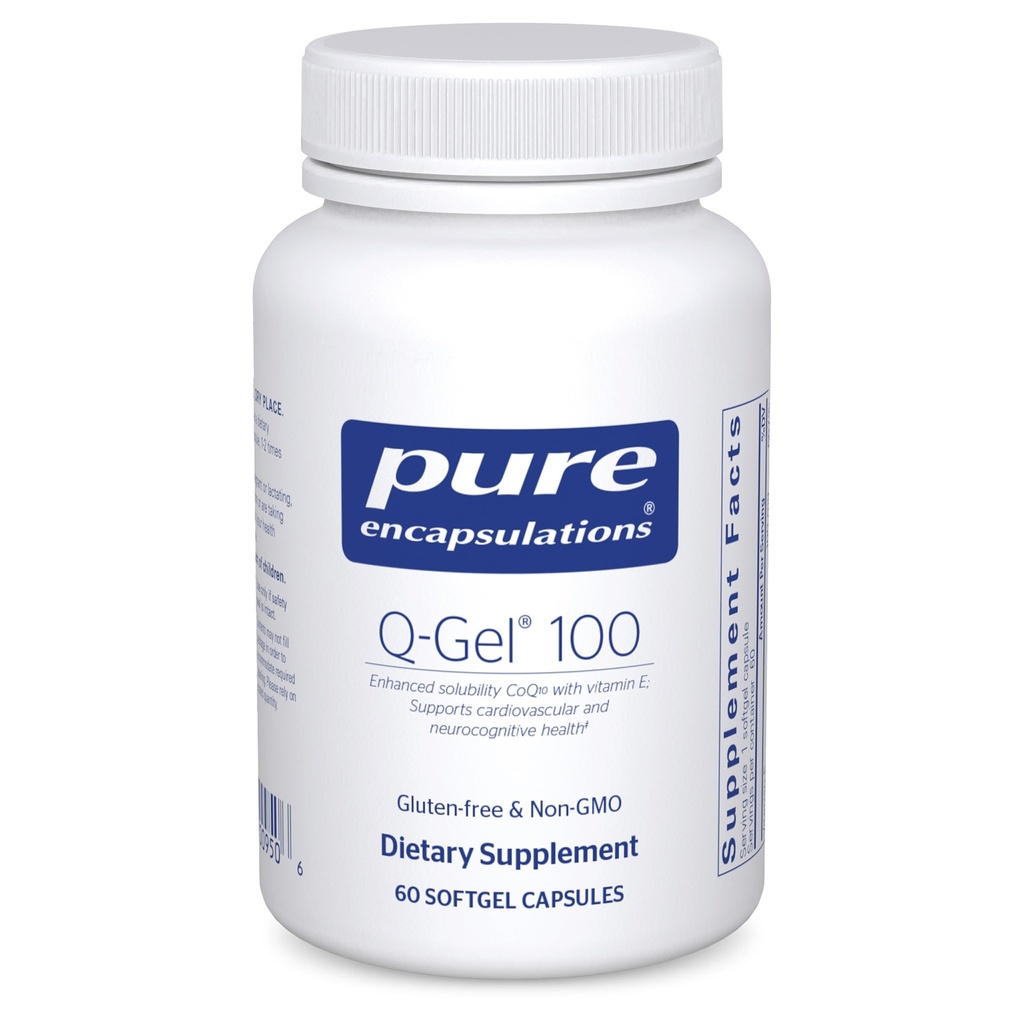 Pure Encapsulations Q-Gel 100 (Hydrosoluble CoQ10) | CoQ10 con vitamina E per migliorare la solubilità | 60 capsule Softgel