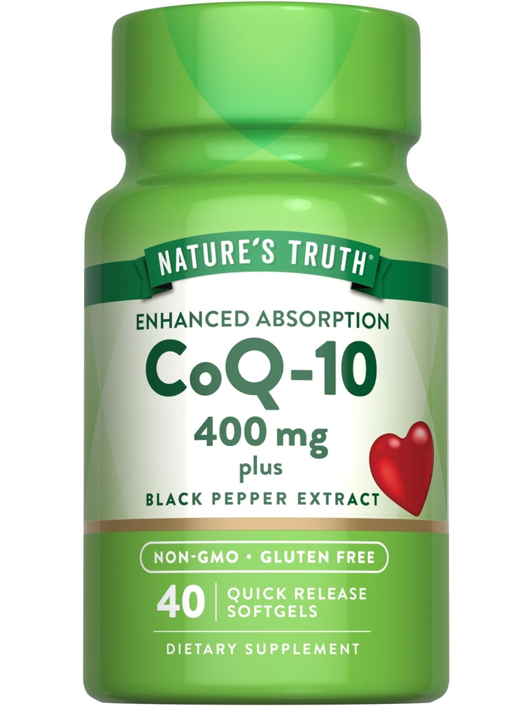 La verità della natura CoQ10 400mg | Softgels | Forza massima | Alto assorbimento | Non OGM & Gluten Supplemento gratuito