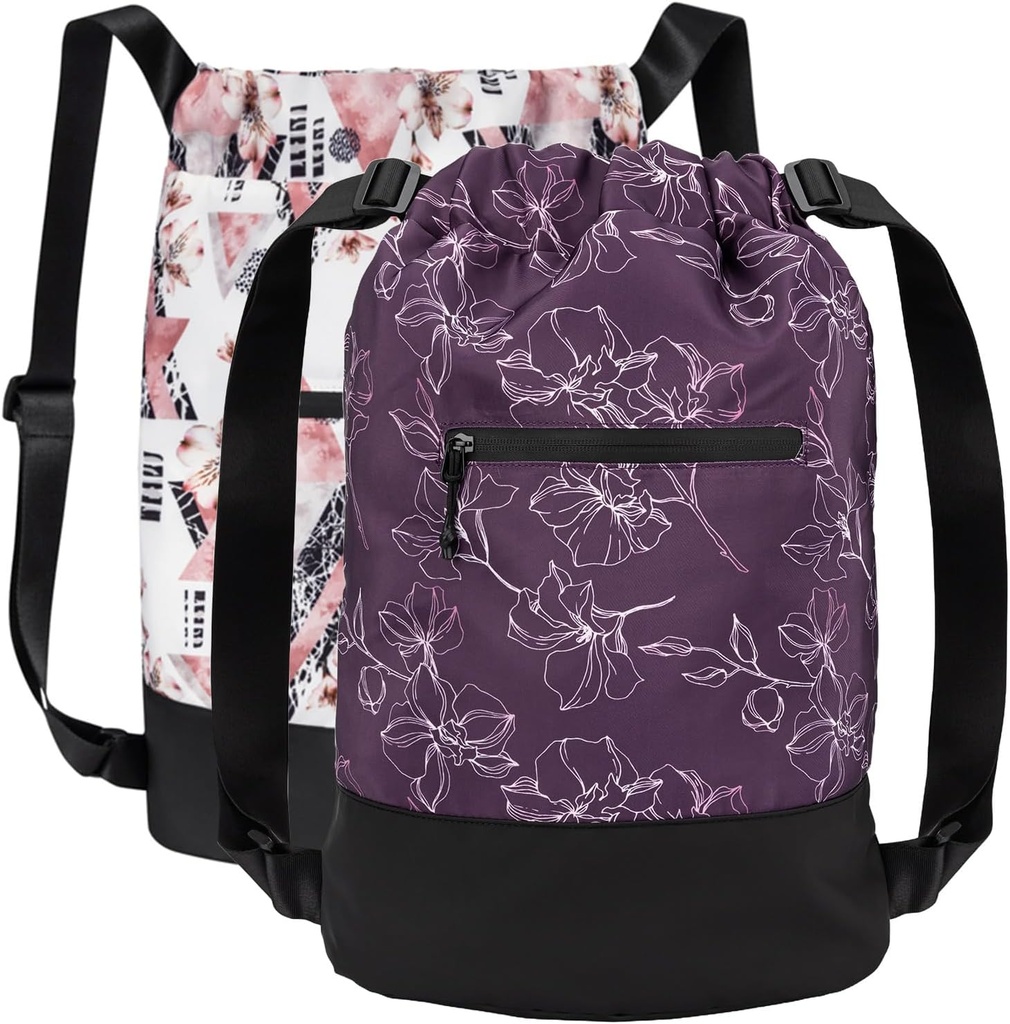 [2-Pack] Borsa da palestra con coulisse Flex Cinch per le donne con disegni grafici | Borse da palestra durevoli leggeri | Grande per borsa da palestra, viaggi e pernottamenti