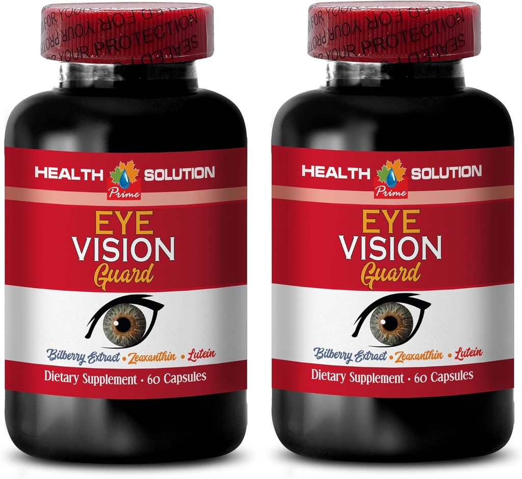 Vitamine per la cura degli occhi - Supporto per la visione massima - Promuove la visione sana - Integratore l-Taurino, Luteina, Frutta di mirtillo, Semi di Uva, Diidrato di Quercetina, L-Taurina, Pillole di vitamina A, 2 Bot 120 Caps