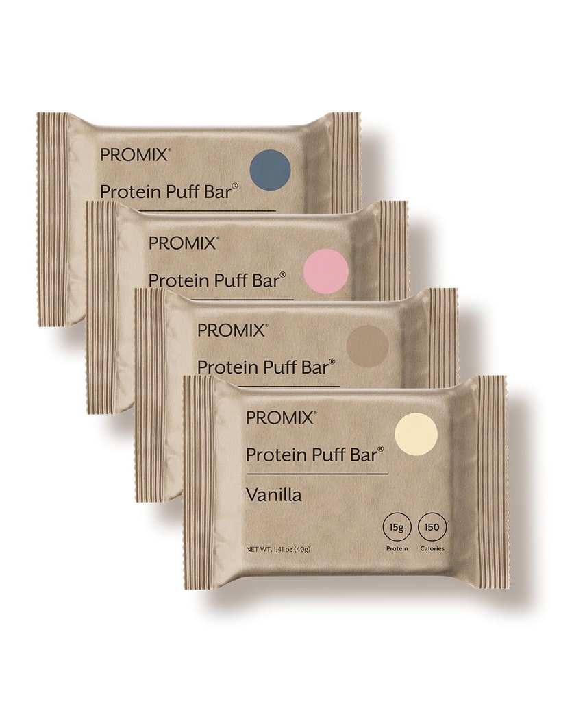 ProMix Nutrition Protein Puff Bars - Variety Pack - Vanilla, Cioccolato, Fragola, Mirtillo - Marshmallow Crispy Treat - High Protein & Low Calorie - 12 Bar