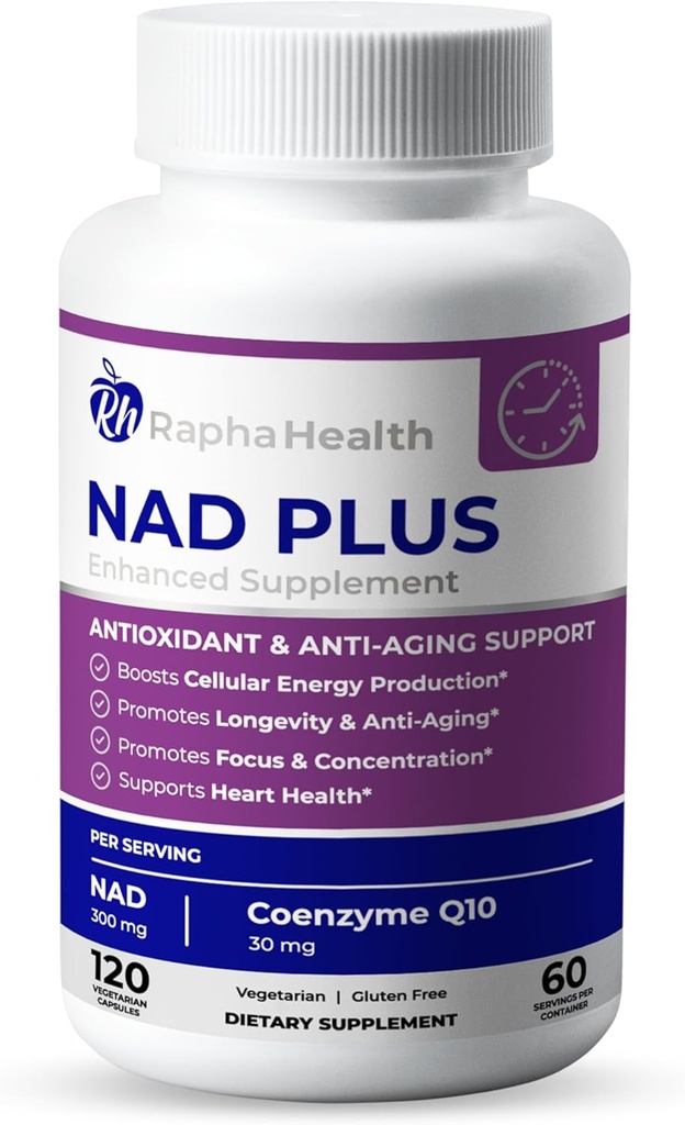 NAD | Advanced Energy & Anti-Aging Formula | con NAD e Coenzyme Q10 | Supporta il cuore e la salute cognitiva | 120 capsule - 60 giorni di alimentazione