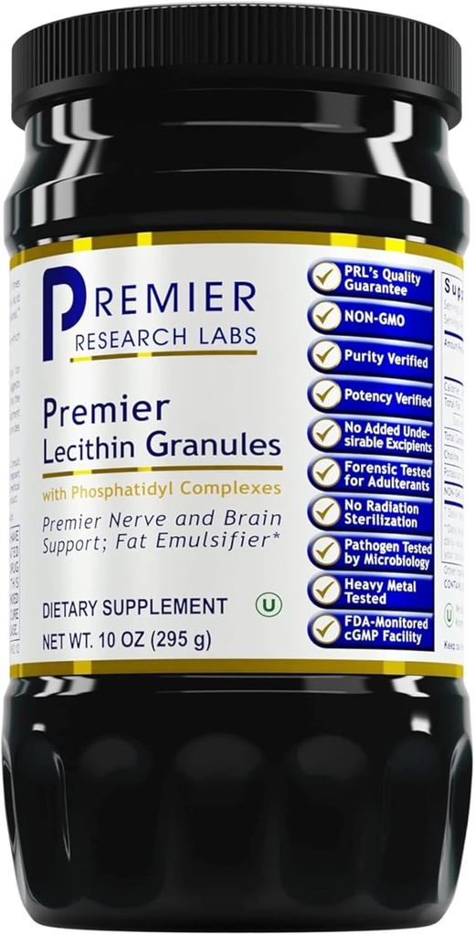 Premier Research Labs Lecithin Granules - Soy Lecithin Granules, Lecithin Supplement, Lecitina per Cuocere, Non OGM, Food Grade Phospholipid per Brain & Nerve Support - 10 oz