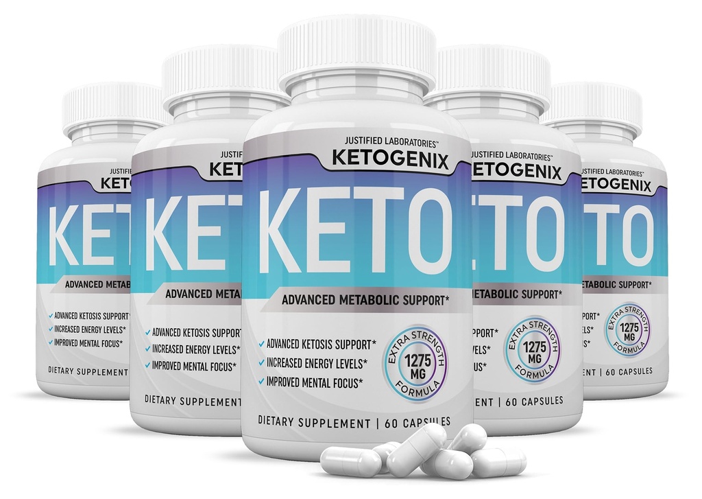 (5 Pack) Ketogenix Keto Pills 1275MG Nuova e migliore formula contiene Aceto di sidro di mele Extra Vergine Olio d'oliva Polvere di tè verde 300 capsule