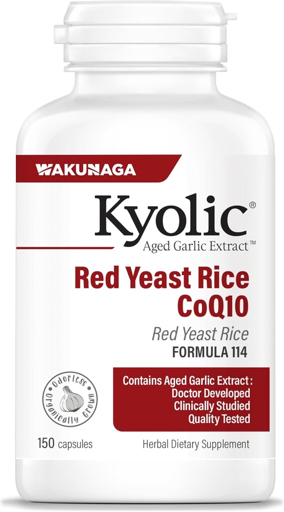 Estratto di aglio Kyolic Aged Formula 114, Riso di lievito rosso CoQ10, 150 capsule