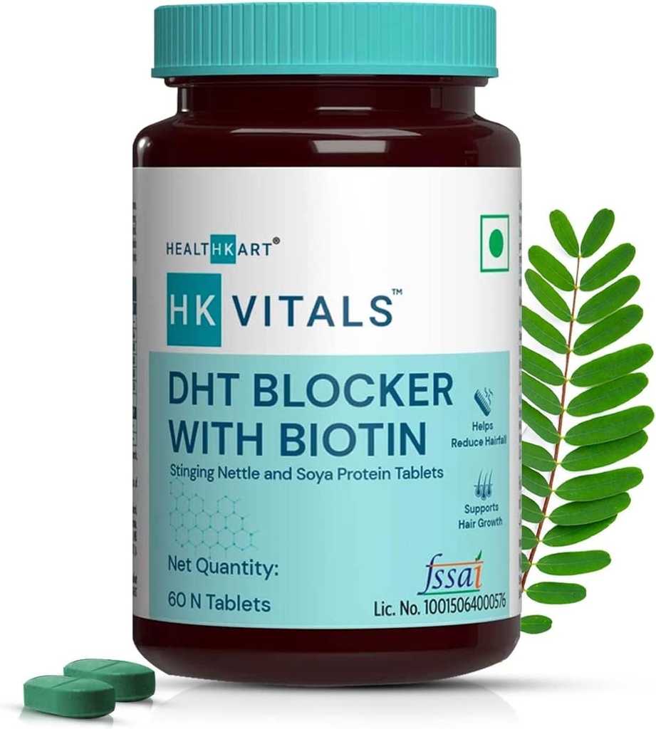 QURA DHT Blocker con biotina, ortica e proteine di SOYA, aiuta a ridurre la caduta dei capelli, stimola la crescita dei capelli, pacchetto di 60 compresse