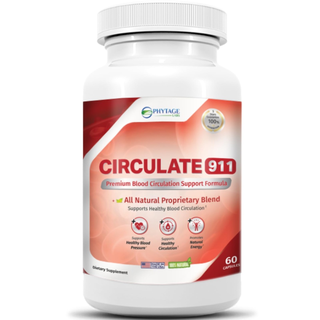 Circulate 911 Supplement - Supporto per il flusso sanguigno Antiossidante naturale e supporto immunitario, Pressione sanguigna sana - 60 capsule