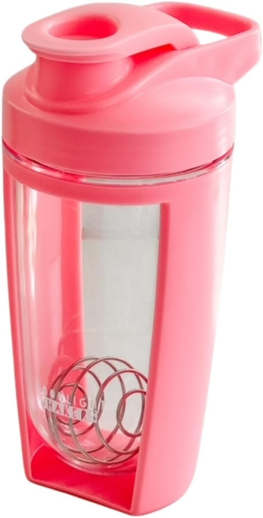 Moonlight Makers Carino 16oz Protein Shaker Bottiglia con sfera di Whisk in acciaio - Leakproof, Lavastoviglie Cassaforte Gym Bottiglia, Shaker Cup per Protein Shakes & Preworkout Bevande Miscelatore Cup, Regali di fitness - Rosa