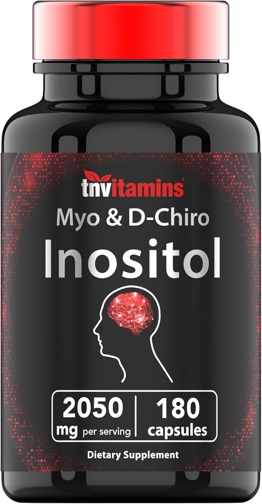 tnvitamins Inositol: 2,050mg - 180 capsule | capsule di polvere di inositolo per le donne & uomini | 40:1 Ratio di Myo-Inositol a D-Chiro Inositol | Made in the USA!