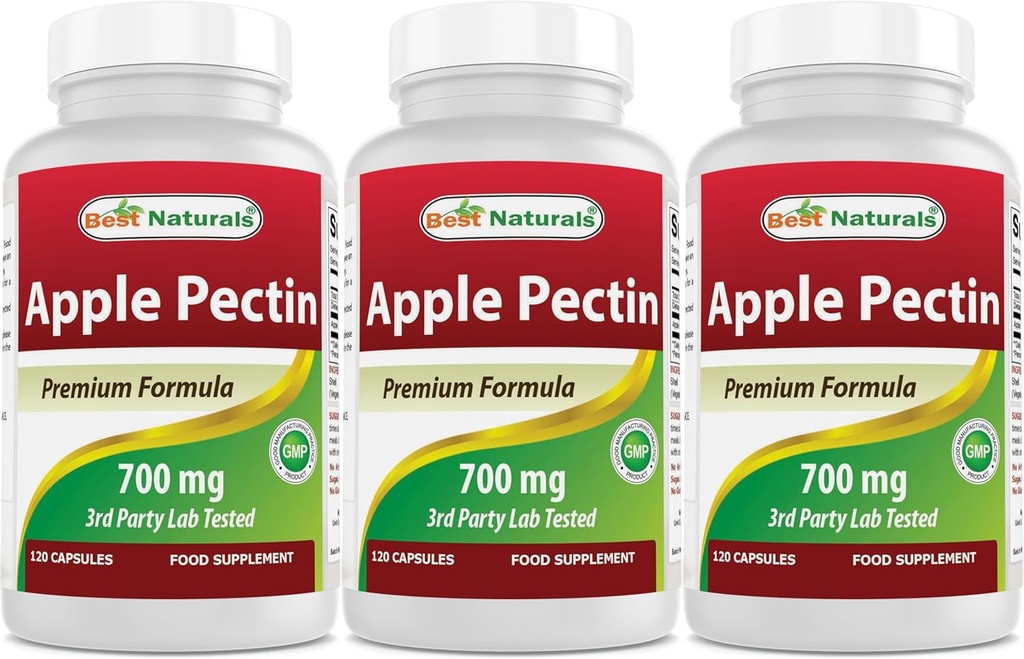 I migliori naturali mela pectina 700 mg - Fibra dietetica - Supporto intestinale - 120 capsule (120 conteggio (pacchetto di 3))