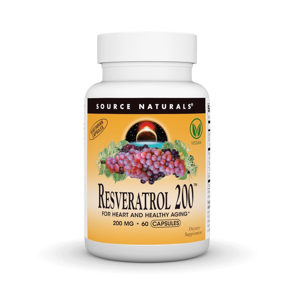 Fonte Naturals Resveratrolo, per il cuore e l'invecchiamento sano* - 200 mg- 60 capsule vegetariane