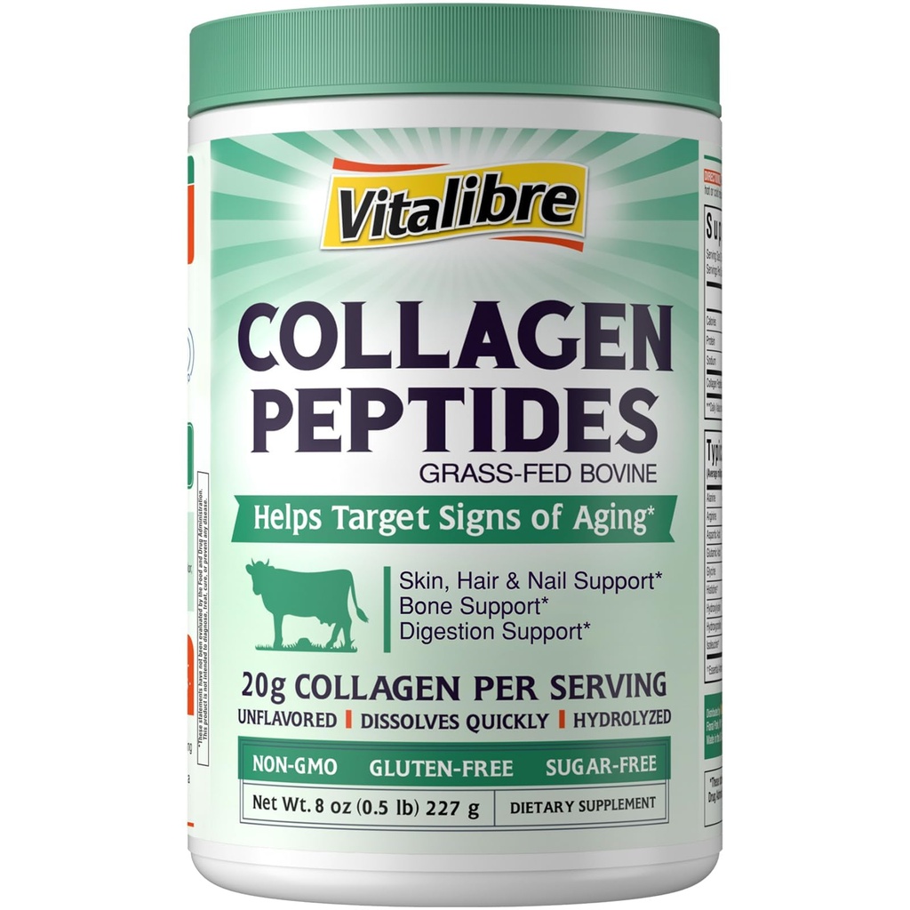 Polvere di peptidi di collagene bovino per le donne e gli uomini, a base di erbe idrolizzato Collage Proteine Tipo I & III, Pelle, Capelli, Unghie, Bones, Digestione, Non aromaed, Non-GMO, Keto & GF, 11 Servings, 8oz