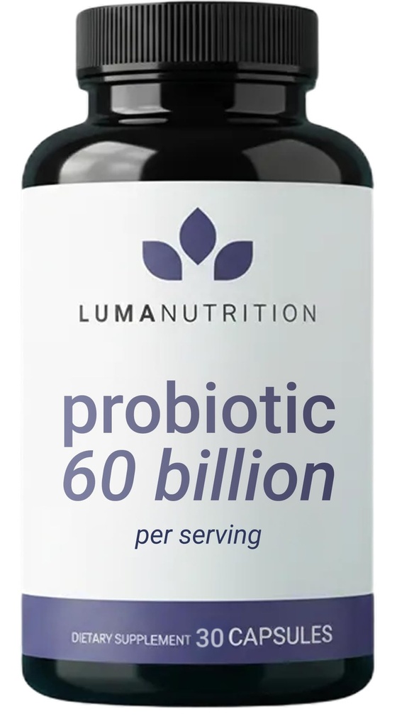 Probiotici Luma Nutrition 60 miliardi di CFU con Prebiotici - Probiotici per Donne e Uomini - Formulato per la salute dell'enzima digestivo - Vegan & Gluten-Free - 60 capsule