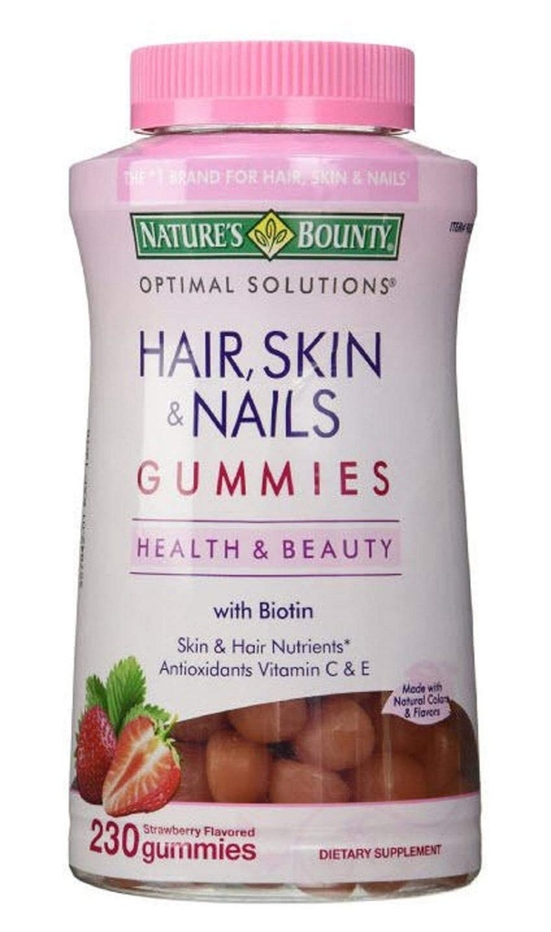 Pelle e chiodi per capelli Bounty della natura, 230 Gummies, 230 Conte (Pack of 1)