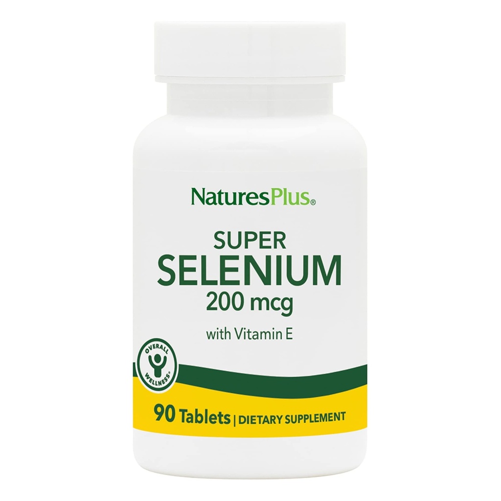 NaturesPlus Super Selenium Complex - 200 mcg, 90 compresse vegetariane - Integratore minerale essenziale con vitamina E - promuove la tiroide sana - Antiossidante - senza glutine - 90 porzioni