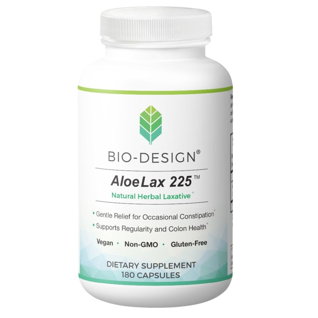 Aloe Lax 225 Natural Herbal Laxative - Rilievo delicato per costipazione occasionale, Gas, & Bloating con 225mg Natural Aloe Ferox - Supporta Regolarità e salute del colon - 180 capsule