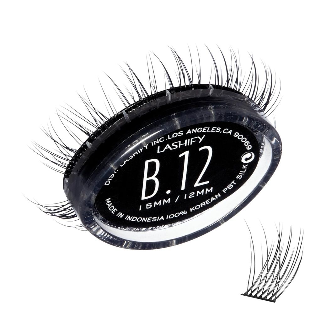Lashify Bold 12mm Gossamer DIY Estensioni di ciglia ricarica, nero, facile False Ciglia per un look naturale