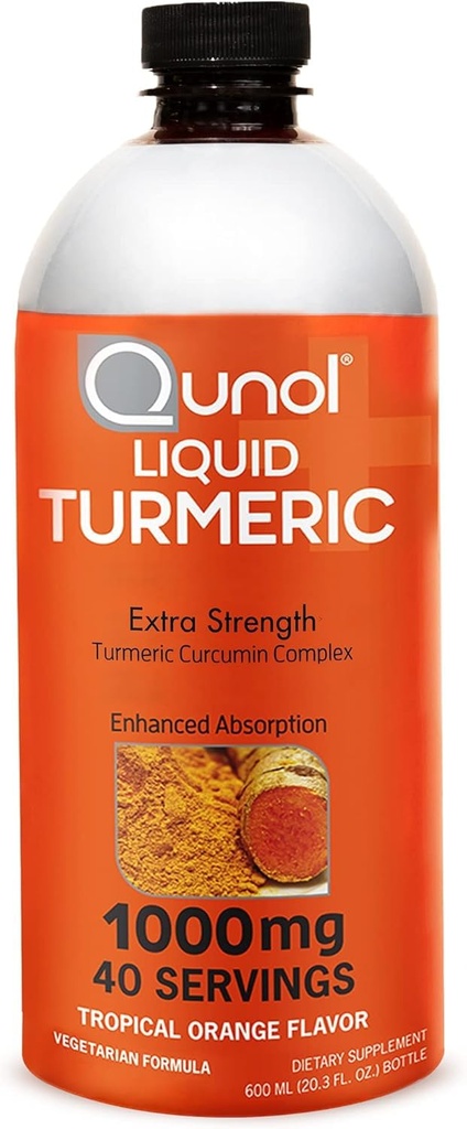 Curcumina di curcuma liquida di Qunol con pepe nero 1000 Milligram, Supporta la risposta sana di infiammazione e il supporto comune, Supplemento dietetico, Forza extra, 40 Serve, 20.3 fl oz (confezione di 1)