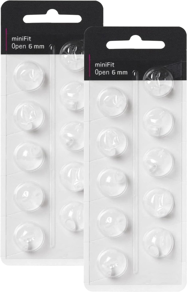 Dom per apparecchi acustici per sostituzioni Oticon, Oticon Minifit Open Vent Bass Domes (6 mm/2 Packs), Dom universali per forniture per apparecchi acustici Oticon.