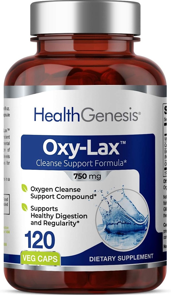 Oxy-Lax 750 mg 120 Vcaps - Natural Magnesium Oxygen Oxygen Based Colon Cleanse Gentle Laxative Supports Regolarità del tratto digestivo sano