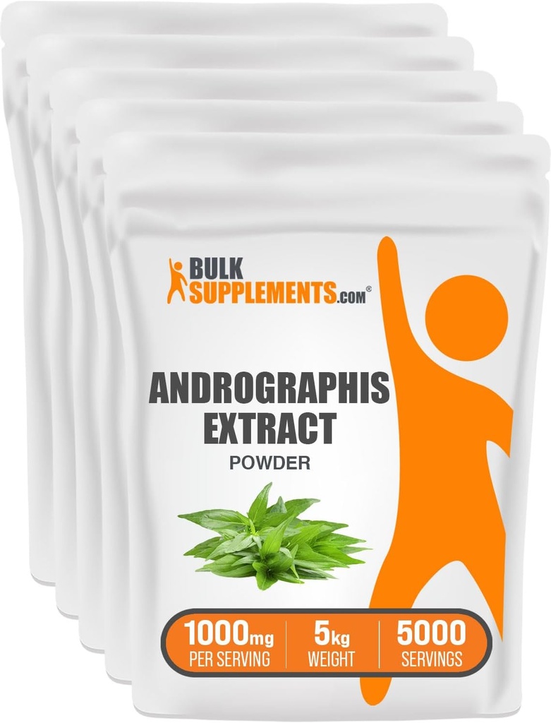 BulkSupplements.com Polvere di Estratto di Andrographis - Andrographis Paniculata, Supplemento di erbe, Polvere di Andrographis - Gluten Free, 1000mg per Serving, 5kg (11 lbs)
