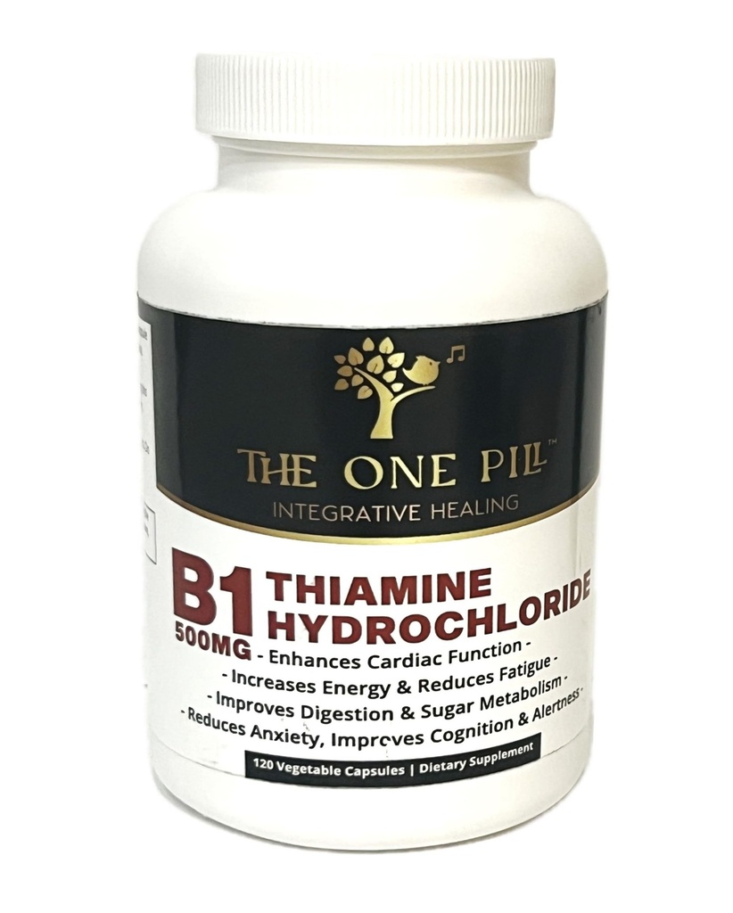 Vitamine B1 Thiamine cloridrato, Thiamine Hcl, 500mg-120 capsule, vegano, non OGM, nessun filler artificiale o additivi stearati.