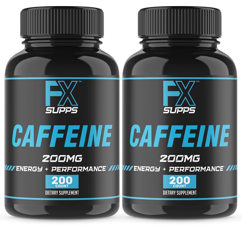 FXSUPPS Caffeina 200 mg Pillole (2-Pack, 400 capsule) – Supplemento di supporto energetico rapido per gli uomini e le donne | Supporta l'allerta, messa a fuoco e funzione metabolica