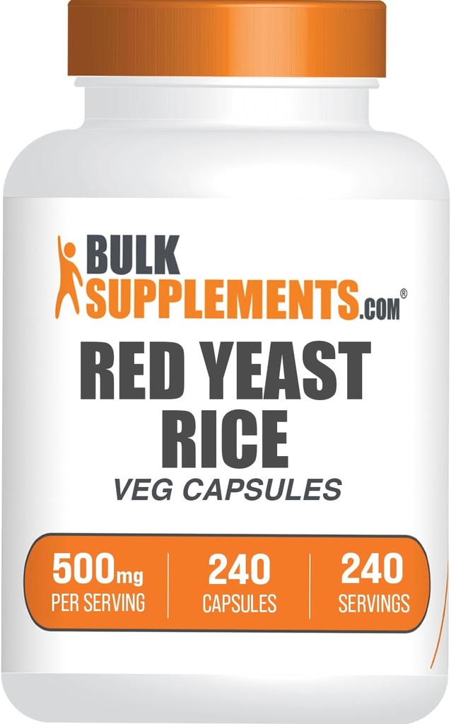 BulkSupplements.com Capsule di riso di lievito rosso - Integratore di riso di lievito rosso, Integratore di erbe - Vegan, 1 capsula per porzione, 240 capsule di Veg (Pack of 1)