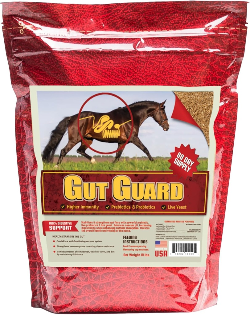 Equine Gut Guard 10 lb, Probiotico e Prebiotico cavallo supplemento per la salute del fegato
