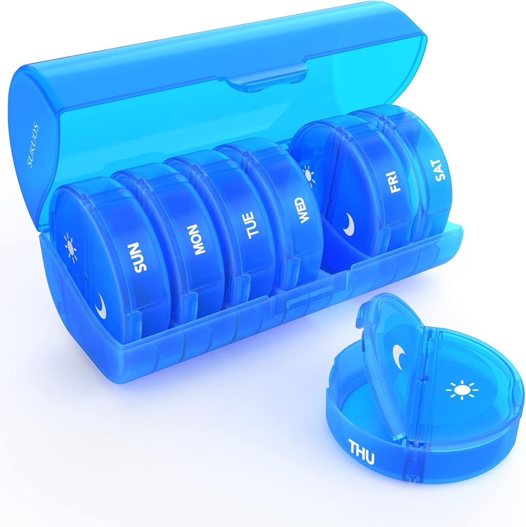 Organizzatore di pillole settimanali 7 giorno 2 volte al giorno, Sukuos grande scatola di viaggio per pillole/Vitamin/Fish olio/supplementi, scatola dell'organizzatore di medicina quotidiana, BPA caso di pillola gratuito, facile da pulire