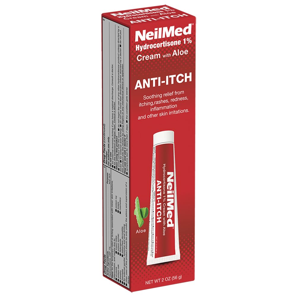 NeilMed Hydrocortisone 1% Anti Itch Cream con Aloe Vera. 2oz – Fast Relief Soothing and Calming - Ideale per Itching, Rashes, Redness, Inflamation & Other Skin Irritations