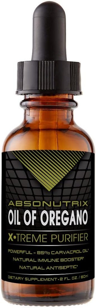 Olio di Absonutrix di Oregano 43 mg, 540 Serve, Bottiglia da 2 Oz, Alta Biodisponibilità, Olio di Carvacrol dell'85%, Assorbimento rapido, Ingredienti Potenti, Cruelty-Free, Testato di terze parti, Non OGM, Made in USA
