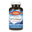 Carlson - MCT & Omega-3, Olio di cocco, Acidi Caprylic & Capric, EPA & DHA, Produzione di energia, Metabolismo grasso & salute del cervello, 60 Softgels