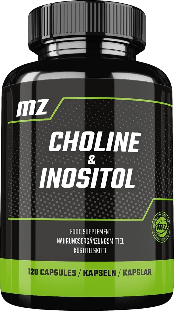 Choline e Inositol 1200 mg per Serving - 120 capsule - 2 mesi di alimentazione - Supplemento dieta per supporto Clarity mente e relax - da MZ