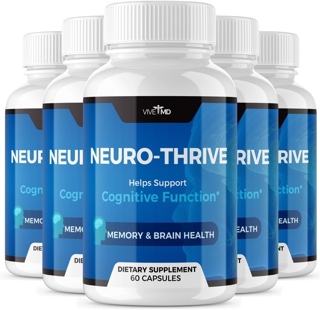 VIVE MD Neuro Thrive Brain Supplement - Formula Ufficiale - Neuro Thrive PQQ, Neuro Thrive per una maggiore resistenza con Ginkgo Biloba Extract, Siberian Ginseng Extract (5 Pack)