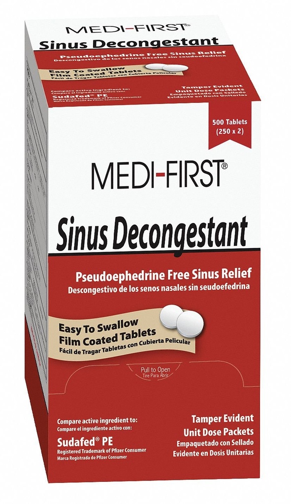 Medico Prodotti Medi-First 80933 Decongestionante del seno, 100-Pacchette di 1 (il Imballaggio può variare) , Rosso