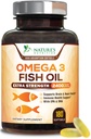Omega 3 Fish Oil 2400 mg – Triple Strength EPA & DHA acidi grassi per il cuore, il cervello e il supporto comune – Wild-Caught, Burpless, Lemon Flavor Supplement – Naturale, Non-GMO, senza glutine – 180 Softgels
