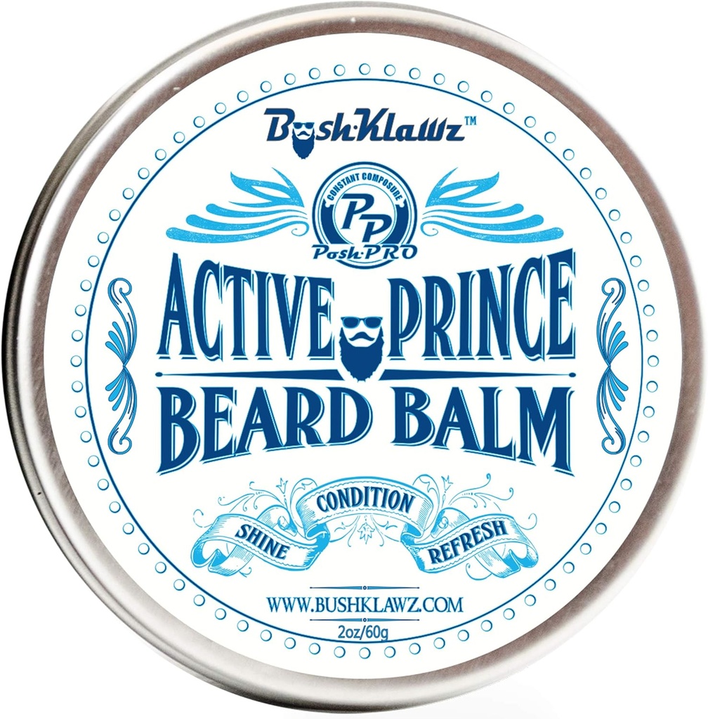 BushKlawz Beard Balm Leave-in Condizionatore, 2 oz - Active Prince Scent - Miglior Condizionatore per Beard e Gifting maschile