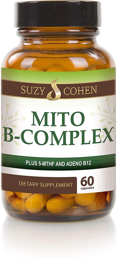 Suzy Cohen, Mito B Complex Integratore alimentare, 5-MTHF, Adeno B12, Supporto per la metilazione, Supporta il sistema nervoso sano, Aumenta l'energia, Vitamina B, 60 Serve