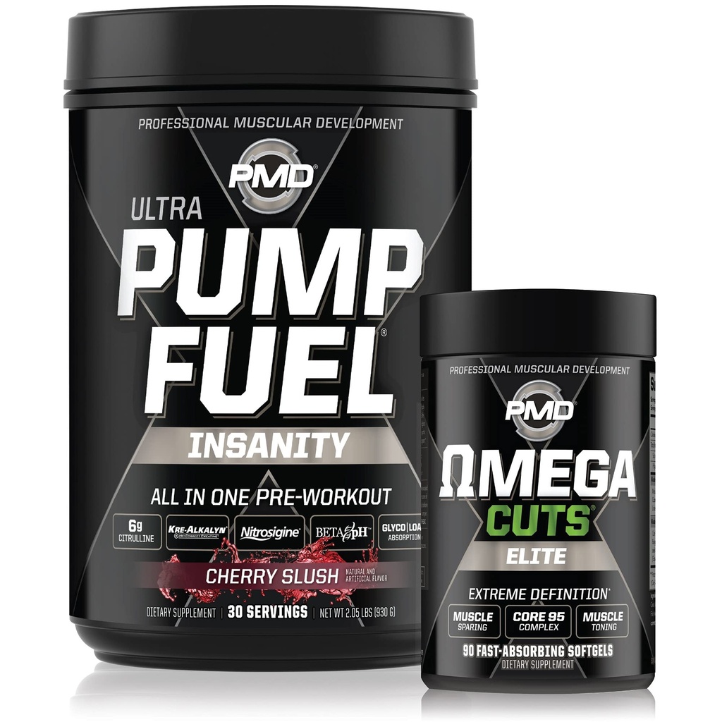 Insanity del carburante dell'ultra pompa di sport del PMD - pre allenamento – Slush della ciliegia (30 selezioni) Il bruciatore grasso del termogenico d'élite dei tagli di Omega (90 Softgels)