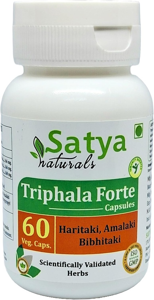 Triphala Forte Capsule 500 mg. 60 Veg. Capsule | Amalaki, Haritaki, Bibhitaki Estratto di capsule per uomini e donne | Ayurvedic Herbal Supplement/Rimedies | 10:1 Forte (1 Bottiglia di 60 capsule)