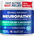 Owell Naturals Neuropathy Nerve Relief Cream, Massima resistenza, Greaseless, Ingredienti naturali Arnica, Aloe Vera, MSM, Vitamina B6 per Piedi, Mani, Gambe, Toes Discomfort, 4 Fl Oz (Pack of 1)