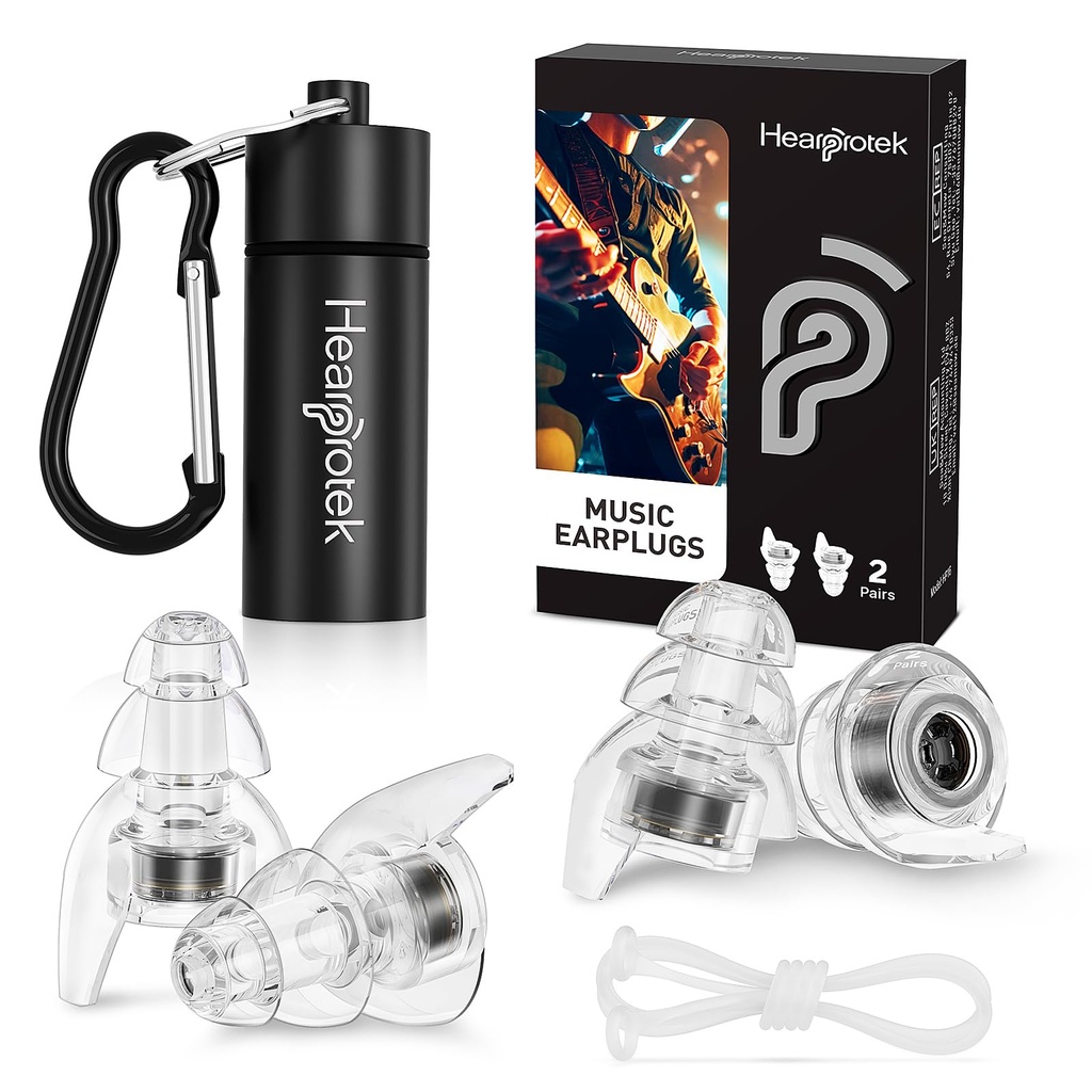 Hearprotek Concert Ear Plugs, 2Pairs Reusable High Fidelity Musician Ear Plugs for Concerts Loud Music-Noise Reduction Ear Protection earplugs for Rave,Festival,Music,Tinnitus Relief