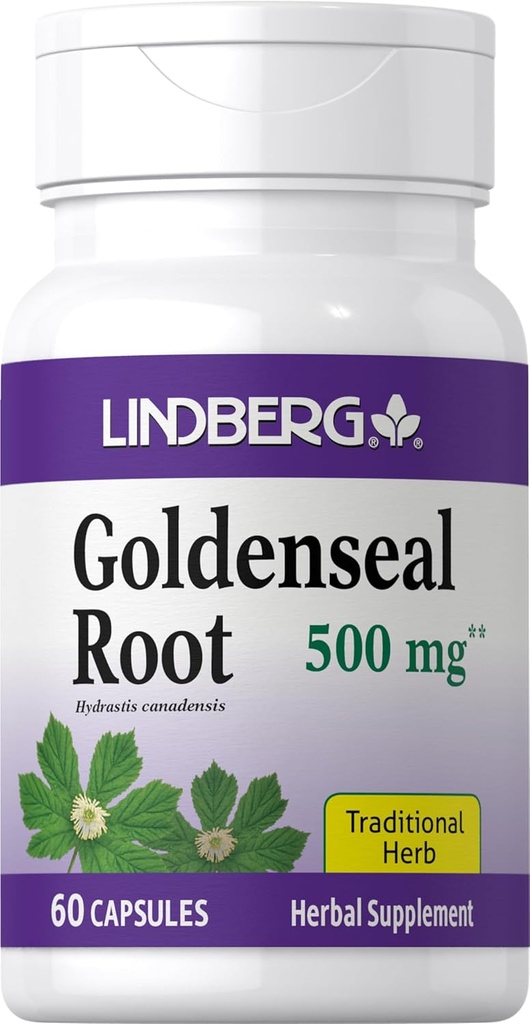 Lindberg Goldenseal Root Capsules | 500mg | 60 Capsules | Tradizionale Herb | Extra Supplemento | Non OGM, Gluten Free