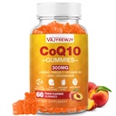 Zucchero-Free CoQ10 Gummies 3000 mg - Plus Omega-3, Vitamina B3 & Zinc, Coenzima ad alto assorbimento Q10 Integratori per l'energia cellulare e il supporto antiossidante, Vegan 60 Conte