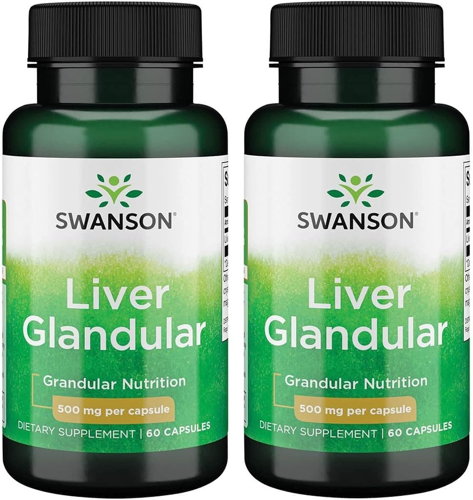 Swanson Liver Glandular 500 Milligrammi 60 Capsule (2 Confezione)