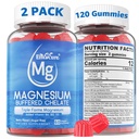 Magnesio Gummies - Triple Magnesium Complex, Magnesio Glycinate Gummies | Magnesio Glycinate, Malate, Citrate w/ D3 B6 B12, per calma, sonno e crampi muscolari | Alto assorbimento | Vegan, 2 Pack