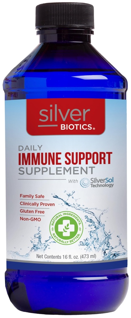 Silver Biotics Multivalent SilverSol Technology Ag4O4 10 PPM Supporto immunitario | Bio-Hacking Immune Building Natural Support | 16 Fl Oz